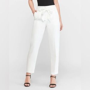 Express High Waisted Paperbag Ankle Linen Blend Pant
